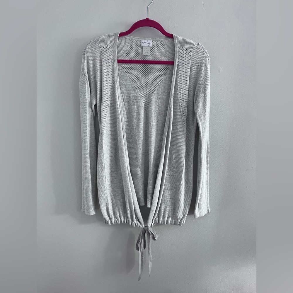 NEELY Grey Open Front Knit Cardigan